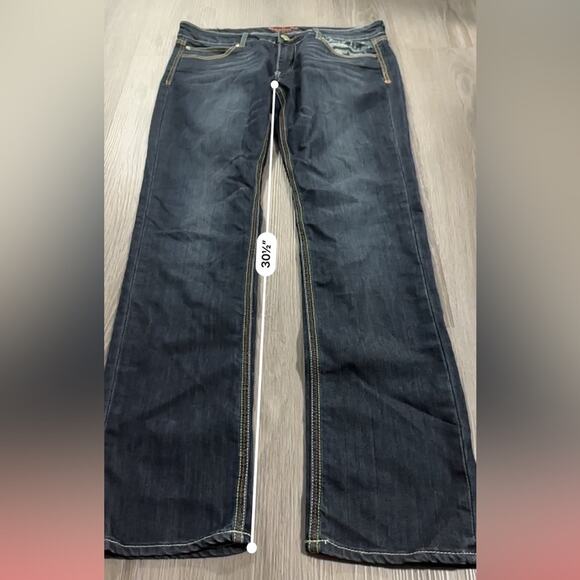 Pepe Jeans Dark Wash Rose Rhinestone Embellished Pockets Bootcut Jeans Size 31 - Picture 12 of 12